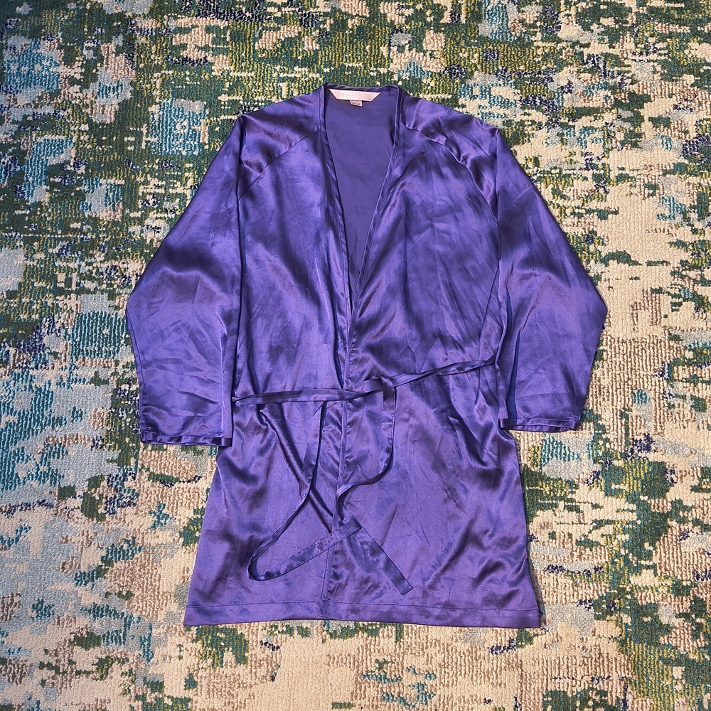 Victoria's Secret Rich Blue Satin Robe